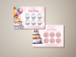 Preview: Personalisierbare Rubbelkarten zum Geburtstag mit bunter Torte, Luftballons und sechs Rubbelfeldern. Zwei Varianten mit Rubbelstickern in Silber und Roségold auf rosa Aquarell-Hintergrund. Text: „Alles Gute zum Geburtstag – Rubbeln und gewinnen“.